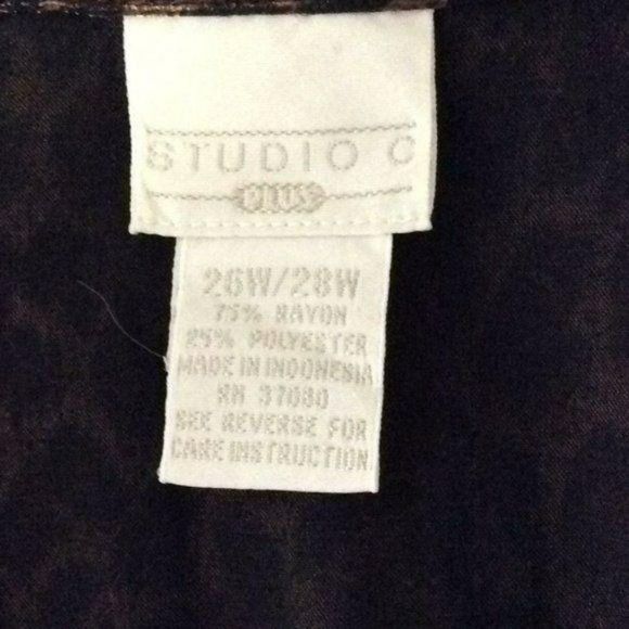 Studio C Plus‎ Blouse Cheetah Print Button Up Down Size 26 - Picture 7 of 8